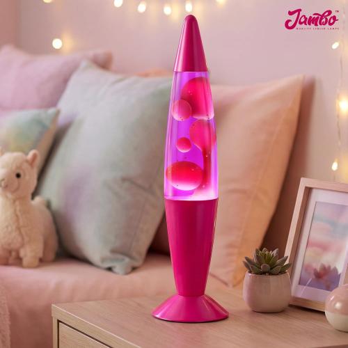 JAMBO 16 Beautiful Lamp- Purple with Pink Wax, Relaxing Liquid Light, Night Light Nightlight, Home Decor Living Room Office Bedroom Lamp for Adults Teens Kids, Magma Motion