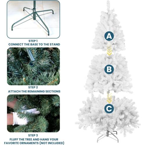Kadunmina 6ft Artificial White Christmas Tree,Unlit Premium Xmas Tree with 760 Branch Tips,Fake Spruce Full Hinges Trees for Home,Office,Metal Base