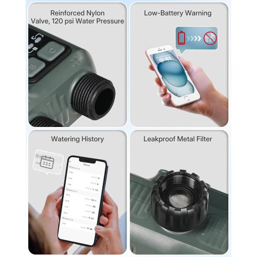 WiFi Water Timer for Garden Hose, Sprinkler Timer 3 Zone, 984ft RF Range, 3 Outlet Smart Hose Watering with APP WiFi Irrigation Controller, Automatic Irrigation System/Rain Delay/Manual Watering