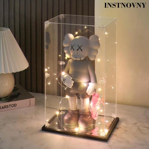 Acrylic Display Case for Collectibles Assemble Acrylic Display Box for Lego 21042 Building Statue Clear Acrylic Case for Display Model Trophy Action Figures(Black,7.9*7.9*18.9 inch)