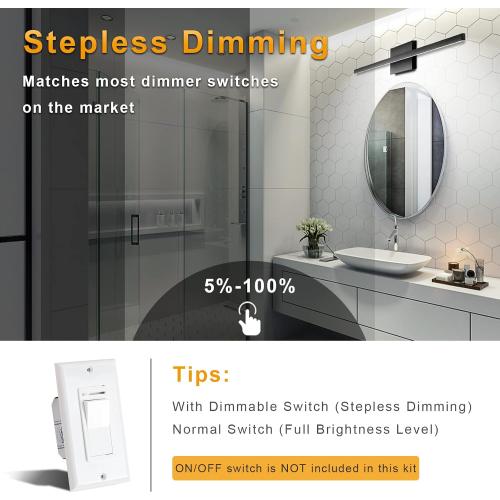 NIORSUN 23.6 inch Black Bathroom Vanity Light,14W 5CCT Dimmable LED Bathroom Lighting Fixtures Over Mirror, Modern Vanity Lights for Bathrooms Restroom Mirror- ETL Certified