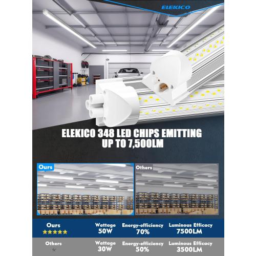 6 Pack Size 50w 4ft Led Shop Light, Super Bright 7500lm 5000k V Shape 4' Led Shop Lights, Linkable 4 Foot Led Shop Lights for Garage Warehouse, Supermarket, Basement, Barn, Storage Area