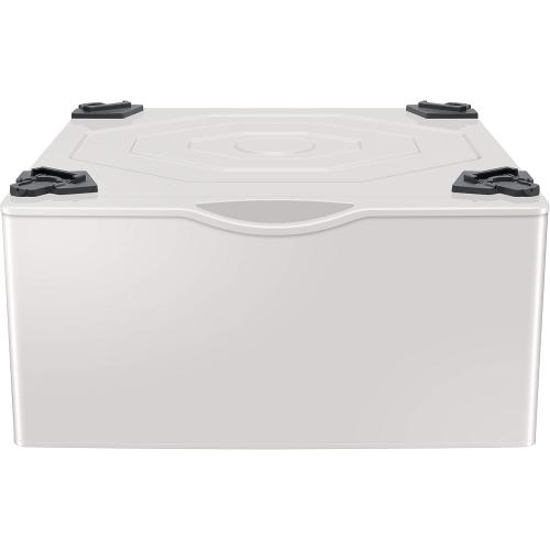 SAMSUNG 27-Inch Washer Dryer Pedestal Stand w/ Pull Out Laundry Storage Drawer, Stainless Steel, WE402NE/A3, 28.1D x 27W x 14.2H, Ivory