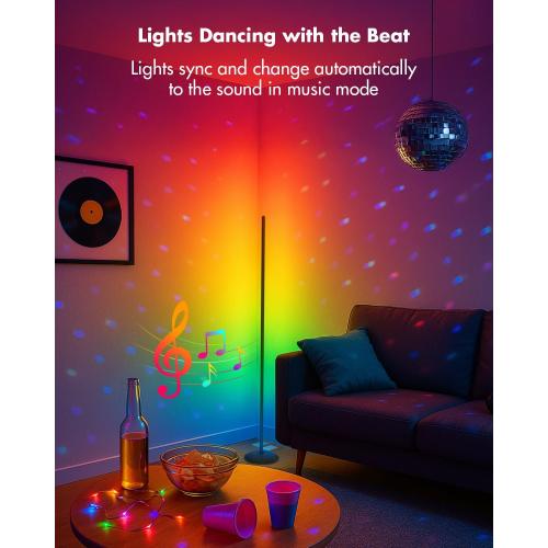 Corner Floor Lamp - 2 Pack LED Corner Lamp with App/Remote/Button Control, Smart LED Floor Lamp with Music Sync and 16 Million Colors, Color Changing Standing Lamp for Living Room, Bedroom