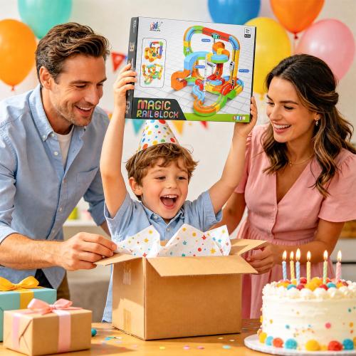Electric Train Set for Kids,3D Infinity Flexible Track, DIY Track Building Kits with Train and Traffic Signs Traffic, STEM Gravity-Defying Learning Toy for Boys Girls 4 5 6 7 8 Birthday