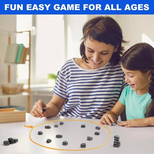 Magnetic Chess Set with 32 Travel-Stones, 3 String & Portable Storage Bag, Strategy Board Game for Family Game Night, Indoor Outdoor Use for Kids Adults