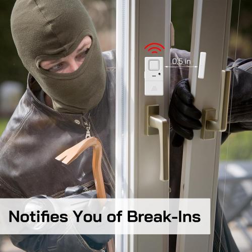 Door Window Alarms - 6 Pack - Adjustable Volume, Chime/Alarm, Wireless, Door Window Alarm Sensor for Home Security, Kids Safety, Door Open Alert Security Alarm for Home, Apartment and more, by Rosmila