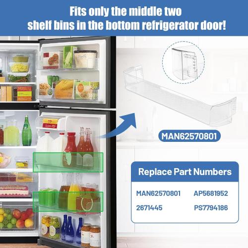 MAN62570801 Refrigerator Door Shelf Bin Compatible With LG Kenmore Refrigerator Parts Replacement Fridge Door Shelf LTCS24223S LTCS24223D LTWS24223S LRTLS2403S Fridge Door Basket Right
