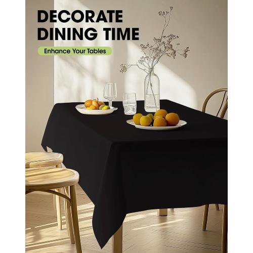 Pureegg Rectangle Table Cloth 60 x 102 – Durable Polyester Tablecloth Offers Reusable & Washable Protection, Ideal for Outdoor Party, Picnic, Wedding, Banquet and Birthday, 2 Pack, Black