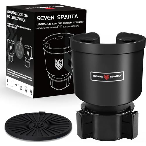 Upgraded Car Cup Holder Expander Adapter with Offset Adjustable Base, Compatible with Yeti 14/24/36/46oz Ramblers, Hydro Flasks 32/40oz, Other Large Bottles Mugs in 3.5-4.0, 2 Pack