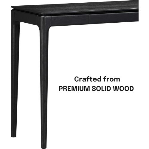 NTC Mingle 47-Inch Console Table, Modern Solid Wood Entryway Table with Hidden Drawer, Waterproof & Heat Resistant, Narrow Table for Hallway, Living Room & Foyer, Burnt Black