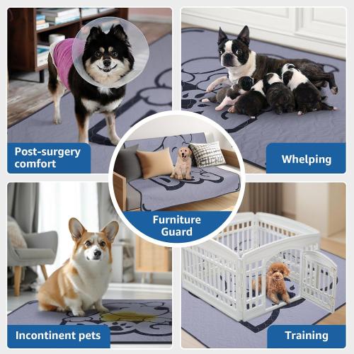 Washable Pee Pads for Dogs with Pheromones : 2 Packs Reusable Puppy Pads Super Absorbnet Dog Floor Mats for Whelping, Incontinence, Training, Crate ,36x48