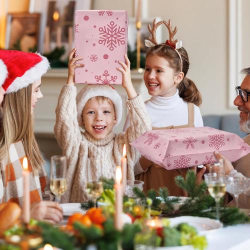 Metronic Cute Poly Mailers 14.5x19 50Pcs Shipping Bags for Clothes, Self Adhesive Snowflake Pink Shipping Envelopes for Small Business, Waterproof Packaging Mailing Bags for Holiday Gifts