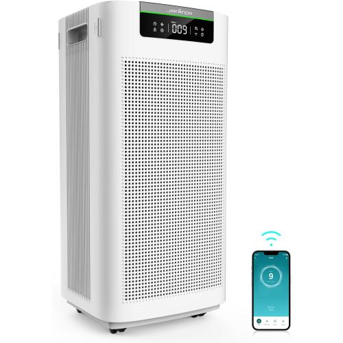 Jafända Air Purifier for Home Large Room 3800 ft², APP & Alexa, Ture HEPA Activated Carbon Air Filter, Smart HEPA Air Purifiers for Office Remove Dust Pollen Smoke Allergies Mold Odors Pet Dander VOCs