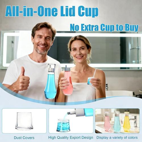 LGURT 9oz Glass Mouthwash Dispenser — Decanter Bottle with Rinse Cup