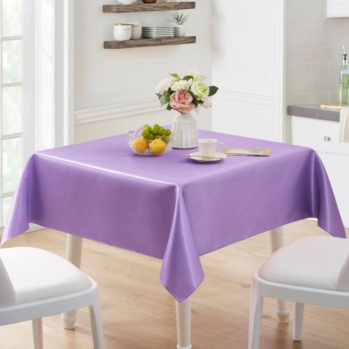 1 Pack Satin Table Cover Rectangle Silkly Soft Table Cloth, Satin Dining Table Cloths for Wedding Banquet Table Decoration, Dining Room, Indoor and Outdoor Use, 60 x 84 Inches, Light Purple