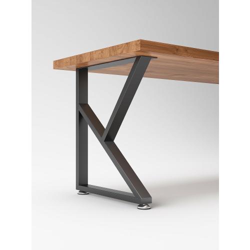 Metal Table Legs 28 inch Height x 35 inch Wide with Adjustable Protector Feet, Industrial & Rustic Style Heavy Duty Metal Furniture Legs for Desk/Table, (Bear Up to 800lb), Black, K-Shape Set of 2