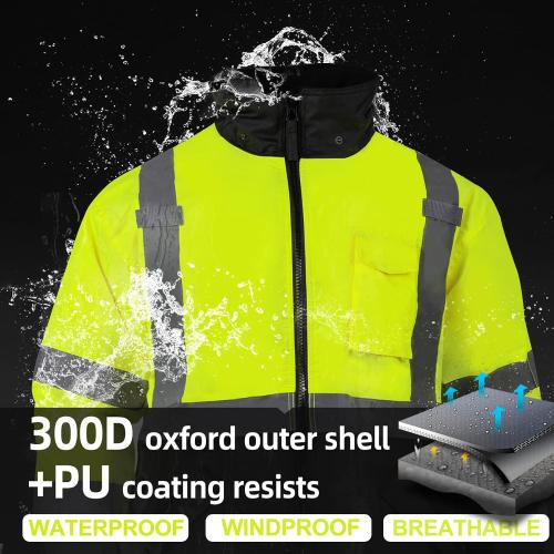 VENDACE High Visibility Reflective Safety Jackets for Men Polar Fleece Lining ANSI Class 3 Hi Vis Winter Bomber Jacket Hoodie(Yellow,L)