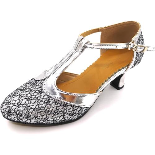 Flapper Shoes for Women 1920s Dance Shoes Vintage Ballroom Salsa Latin Wedding Party Dancing Heels (Size 6)