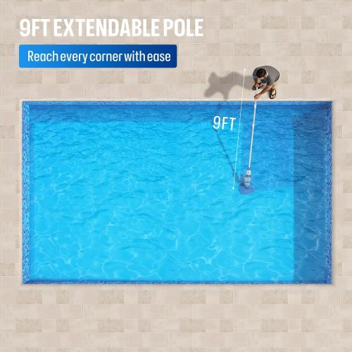 BIELMEIER Handheld Pool Vacuum with Telescopic Pole, Updated Swimming Pool Cleaner 19 GPM Powerful Suction, Cordless Pool Vacuum for Cleaning Above Ground Pools, Inground Pools, Spas, Hot Tubs