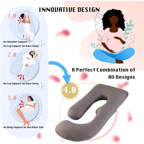 ALLOPERA Pregnancy Pillow, Full Body Maternity Pillow 57 inch, with Removable Washable Cover - Sleep Support for Legs, Back, Neck, Shoulder, HIPS, Belly for Pregnent Women (Cooling Cover)