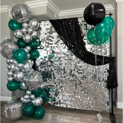 Shimmer Wall Backdrop - 24pcs Decorations Panel | Wedding, Birthday, Anniversary, Engagement & Bridal Shower Party Decor Panel (Silver)