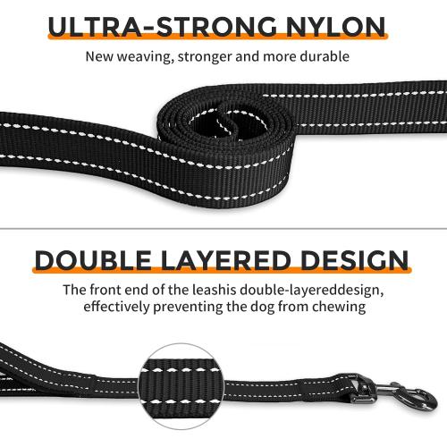 Hands Free Dog Leash by Kazazoo, Adjustable 5.8-8.5FT Waist & Crossbody Leash with Quick Off Buckle, Reflective Stitches for Walking, Jogging,Medium to Large Dogs M Size Black