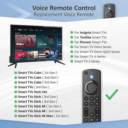 Replacement Voice Remote Control for All Insignia Fire-Series TV Remote, Fit for TV Cube/Stick 4K Max/Stick 4K(1st/2nd Gen), Stick (2nd/3rd Gen)/Lite/HD, Fit for Hisense, Toshiba/Pioneer Smart TVs