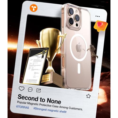 TORRAS for iPhone 16 Pro Case Diamond Clear | Compatible with MagSafe, Military Grade Drop Protection, Stronger Magnetic, Shockproof Airbag, Color Button, Slim Anti-Yellowing Anti-Scratch Transparent