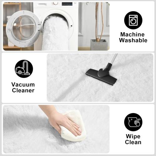 Size Large Soft Modern Indoor Large Shaggy Rug for Livingroom Bedroom Dorm Kids Room Home Decorative, Non-Slip Plush Fluffy Furry Fur Area Rugs Comfy Nursery Accent Floor Carpet Ivory