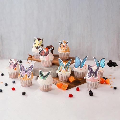 60 Pack Edible 3D Butterfly Cupcake Toppers Cute Realistic 3D Butterfly Cupcake Picks for Butterfly Theme Baby Shower Bridal Shower Boys Girls Birthday Cake Decorations Style 1