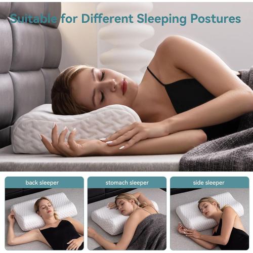 Hcore Memory Foam Pillow for Neck Pain Relief, Contour Cervical Pillow for Side Sleepers, Sandwich Orthopedic Pillow, Ergonomic Adjustable Pillow
