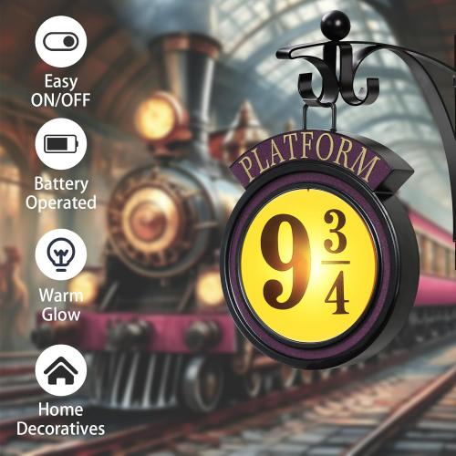 Platform 9 3/4 Sign Light,Movies Metal Wall Hanging Platform Sign Decorative Novelty Light, Room Party Decoration Vintage Hanging Night Light