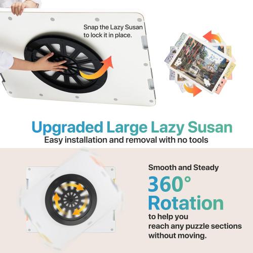 1500 Pieces Rotating Plastic Puzzle Board with Drawers and Cover, 35x27 Portable Spinning Jigsaw Puzzle Table for Adults, Upgraded Lazy Susan, Ideal Gift for Mum