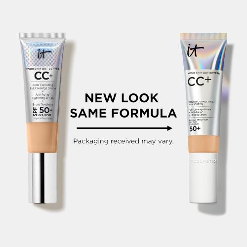 IT Cosmetics CC  Cream - Natural Full Coverage Foundation With SPF 50 , Color Corrector & Anti-Aging Hydrating Serum, Hyaluronic Acid   Peptides, Lightweight Up To 24H Wear, All Skin Types
