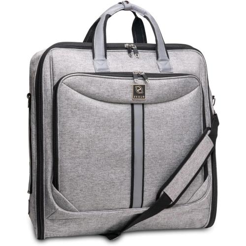 Premium Suit Garment Bag Carry On - Hangs 4 Suits - Travel & Business with Shoulder Strap and Laptop Compartment