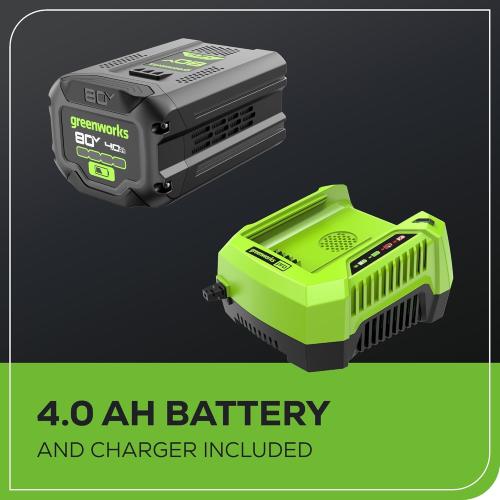 Greenworks 80V 21 Brushless Cordless (Self-Propelled) Lawn Mower (75  Compatible Tools), 4.0Ah Battery and 60 Minute Rapid Charger Included