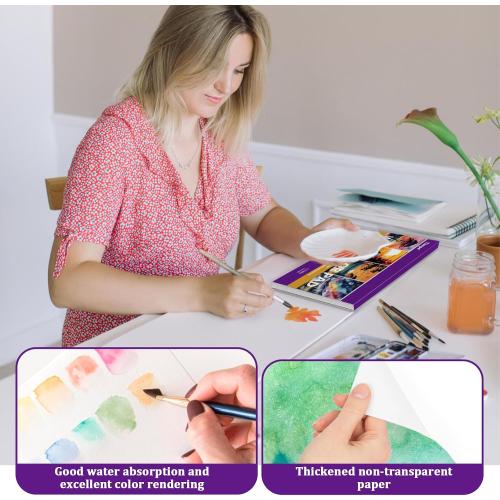Tlenpo Watercolor Paper Pad, 8.5 x5.5 in, 110lb/230gsm, 50 Sheets Artist Painting Drawing Paper Book, Art Supplies for Adults Kids, Acid-Free Water Color Paper for Beginner Students (3 pack)