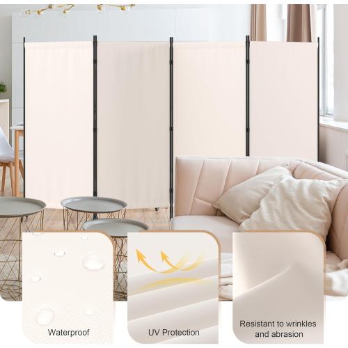Room Divider, 4 Panel Privacy Screens, 135” Portable Room Dividers with Metal Feet, 6FT Folding Partition Divider for Room Separation LightweightWall Divider Screen for Bedroom Office (Beige)