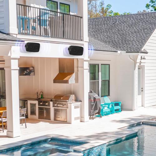 Hiwill Outdoor Speaker Waterproof – 4.5 Woofer with Dual Passive Radiators, Aluminum Dome Tweeter, All-Weather Durable Mountable Speakers for Patio, Poolside, Indoor-Outdoor Flexibility(Pair, Black)