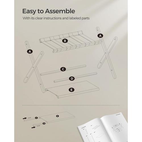 Luggage Rack, Folding Suitcase Stand with Storage Shelf, for Guest Room, Hotel, Bedroom, Classic White