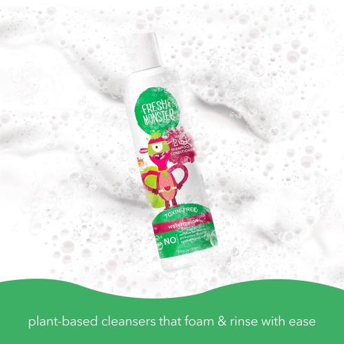 Fresh Monster 2-in-1 Kids Shampoo & Conditioner, Toxin-Free, Hypoallergenic, Tear-free Shampoo & Conditioner for Kids, Watermelon (8.5oz)