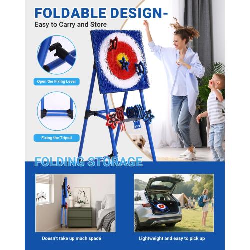 Axe Throwing Game for Backyard - 8 Throwing Axes Set - Deluxe Foldable Plastic Axe Throwing Target Game for Adults Kids, Outdoor Games Carnival Games