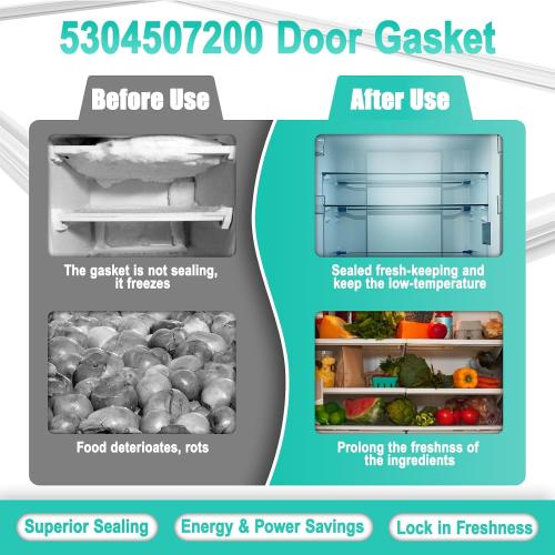 Upgraded 5304507200 Refrigerator Door Gasket Compatible with Frigidaire Ken-more Freezer Door Gasket Seal, 30.7 X 60.2 Elec-trolux Freezer Gasket Seal Replacement 216522309, 216522310, 5304507214