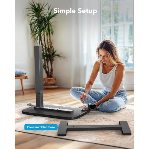 HUANUO 32Inch Bedside Table with Wheels, Height-Adjustable Rolling Computer Cart, Overbed Table with Cup Holder, Pneumatic Laptop Standing Desk for Home Office, Black