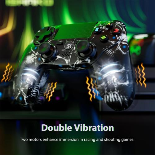 Controller for PS4, Wireless Controller Black for Sony PlayStation 4/Slim/Pro, Remote Control with Double Vibration/6-Axis Motion Sensor/Sensitive Touch Pad/Speaker & 3.5mm Audio Jack/800mAh Battery