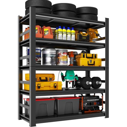 Garage Shelving 3000LBS Heavy Duty Shelving Units and Storage Shelves Adjustable 5 Tier Metal Shelving for Kitchen,Utility Room and Basement, 35.43 Wx15.75''Dx72''H, Black
