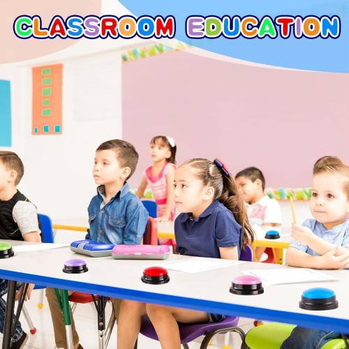 6 Pieces Recordable Answer Buzzers Button Answer Buzzers Game Show Buzzer Recordable Button Classroom Buzzers Perfect for Study Office Home and Pet Buttons Training Toy
