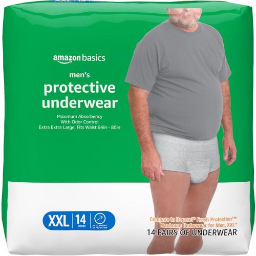 Amazon Basics Incontinence Underwear for Men, Maximum Absorbency, 2X-Large, 14 Count (3 Pack)