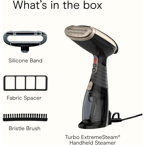 Conair Handheld Garment Steamer for Clothes, Turbo ExtremeSteam 1875W Fabric Steamer, Portable Handheld Design, Strong Penetrating Steam, Amazon Exclusive, Black